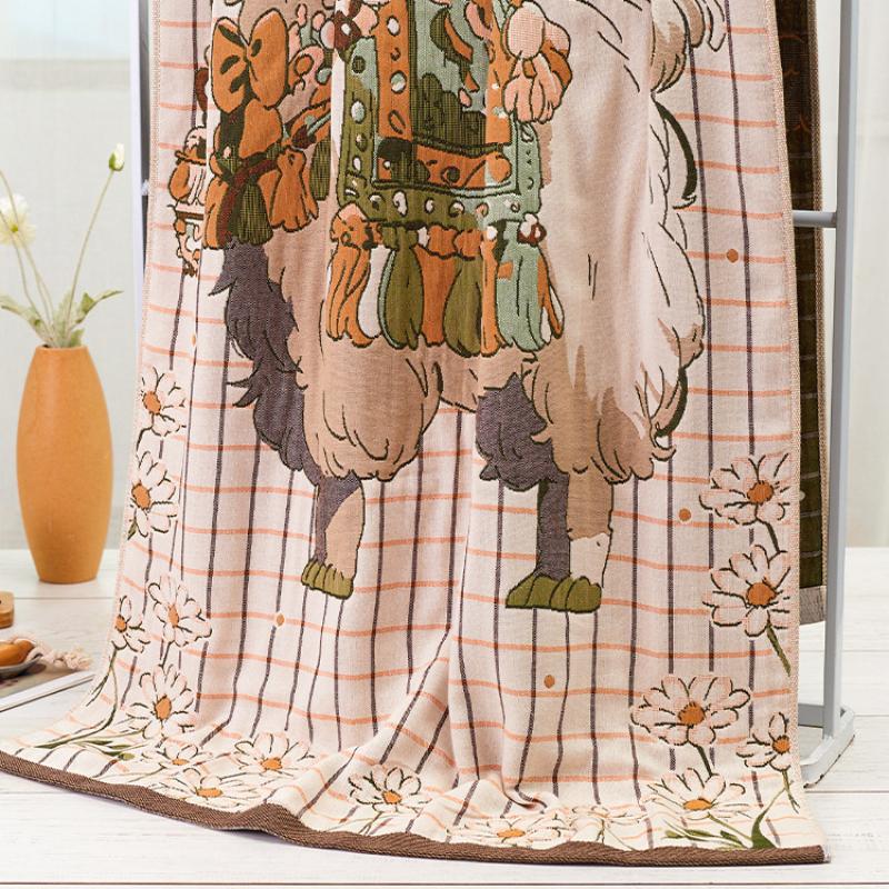 80x160 см Милое мультяшное чистое хлопковое марлевое банное полотенце, жаккардовый рисунок с животными, супер впитывающее, мягкое, удобное, большое полотенце для домашнего использования в любое время года