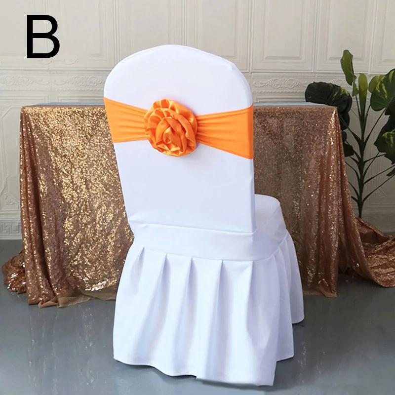 Однотонные атласные ленты для спинок стульев, цветочные ленты, изящные свадебные украшения для стульев, банты, реквизит для отелей, эластичные ленты для банкетных стульев 10-100 шт.
