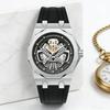 Men's Quartz Watch, Crafted with Quartz Movement, Black Warrior 12-Sided Case with a Hollowed-Out Face and Silicone Strap, Large