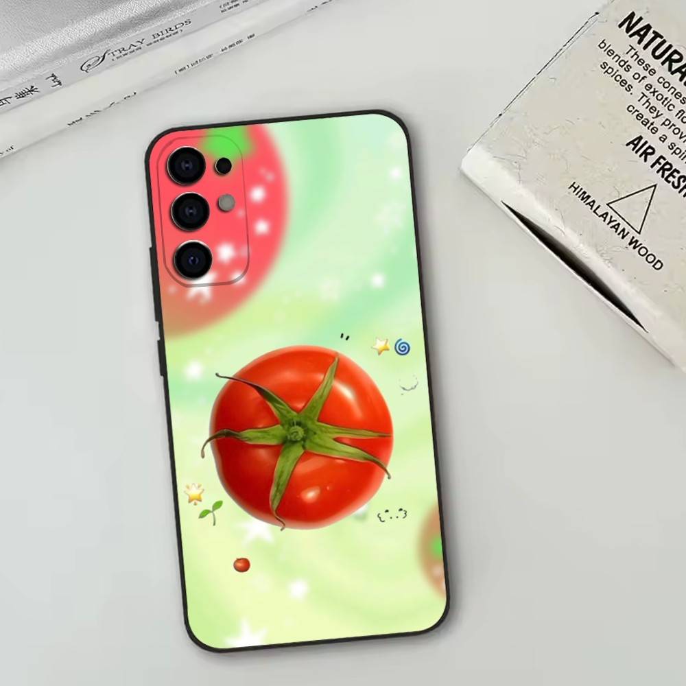 Помидор Мультяшный Милый Креативный Чехол Для Телефона Для Samsung S25,S24,S21,S22,S23,S30,Ultra,S20,Plus,Fe,Мягкий Силикон Черный Чехол