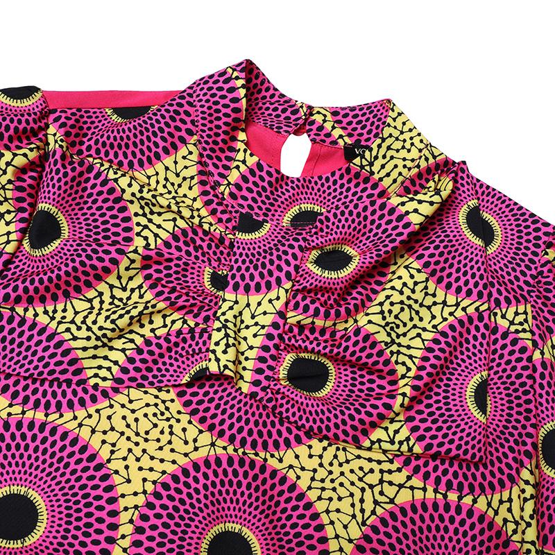 Женское повседневное свободное платье больших размеров с воротником-стойкой и длинными рукавами с принтом