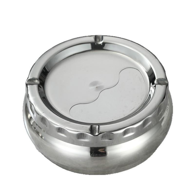 Stainless Steel Ashtray with Windproof Lid Rust Proof Easy to Clean 3 Sizes for Home Outdoor Hiking Travel Use
