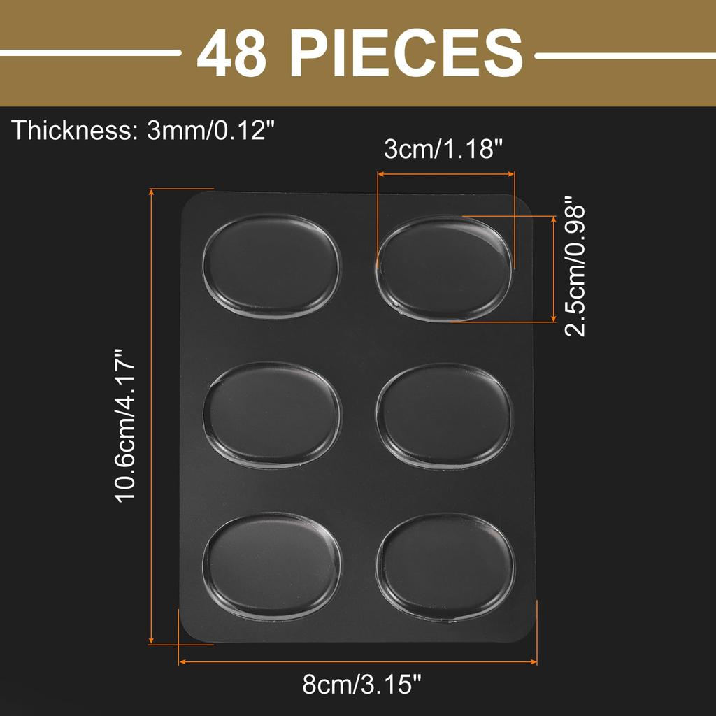 Uxcell 48-Piece Drum Damper Gel Pads, Silicone Mute Pads, Drum Silencers, Moon Gel Clear, 30x25x3mm, Effective for Adjusting Drum Cymbal Volume