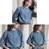 Vintage Blue Cotton Blend Sleeveless Shirt With Abstract Print For Women Fall