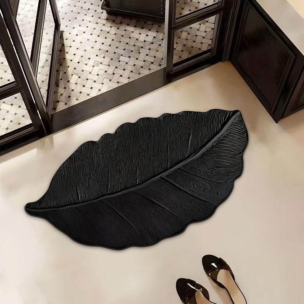 Green Leaf Pattern Diatomite Floor Mat Diatom Mud Material Bathroom Foot Rug Balcony Floor