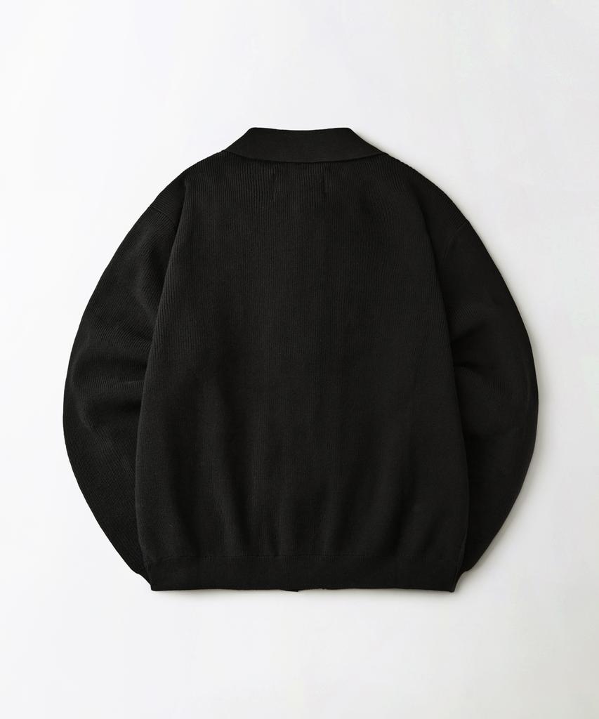 OUTSTANDING Ls Stripe Collar Knit Cardigan_Black