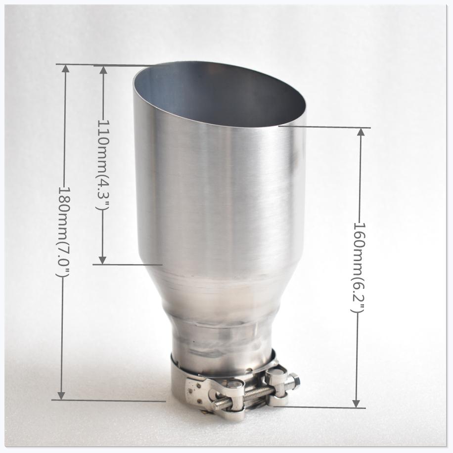 RE Exhaust nozzle 304 stainless steel silvery brushed single tube car exhaust nozzle 2.5 inches 4.5 inches car exhaust nozzle