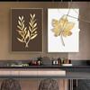 Abstract Plant Flower Wall Art Luxurious Golden Ginkgo Maple Leaves Poster Prints Home Living Room Wall Decor Picture No Frame