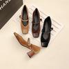 Мода 2024 года, элегантные туфли на высоком каблуке с квадратной головкой для женщин, модные новые весенние и осенние женские черные туфли Love Loafers