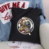 Women Bag Shopper Large Capacity Eco Canvas Cotton Shopper Foldable Fashion Black Cartoon Pictures Handbag Canvas Tote Bag