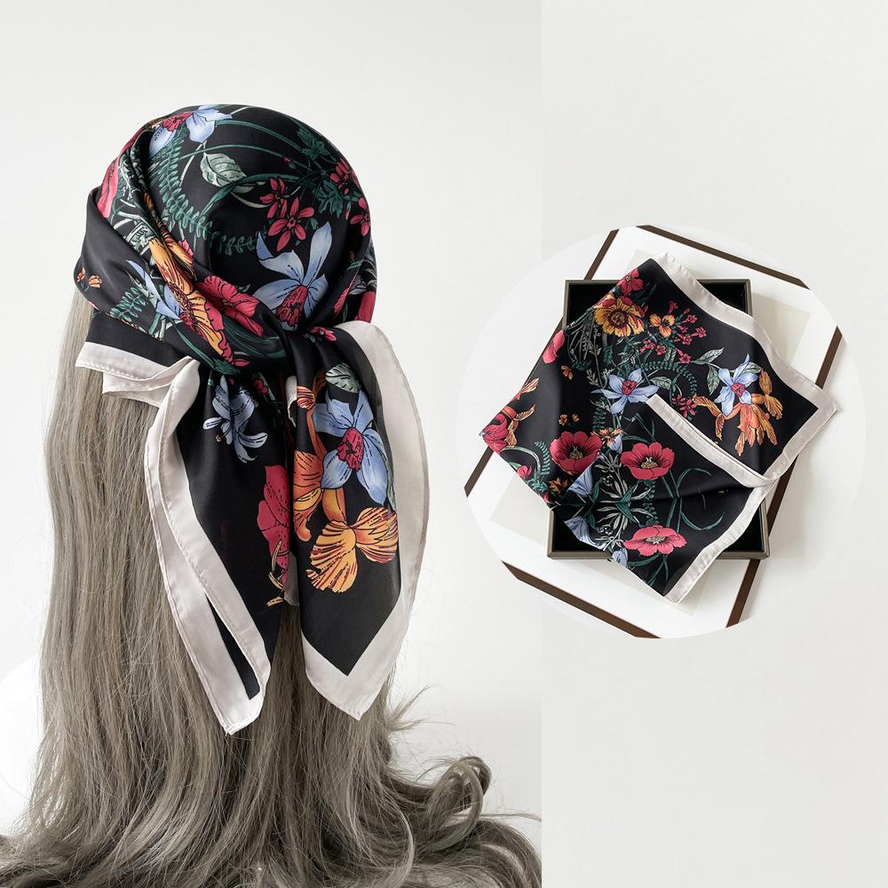 Весенне-летний атласный длинный шарф для женщин, солнцезащитная шаль, модный атласный длинный шарф для красоты, универсальный дорожный шарф