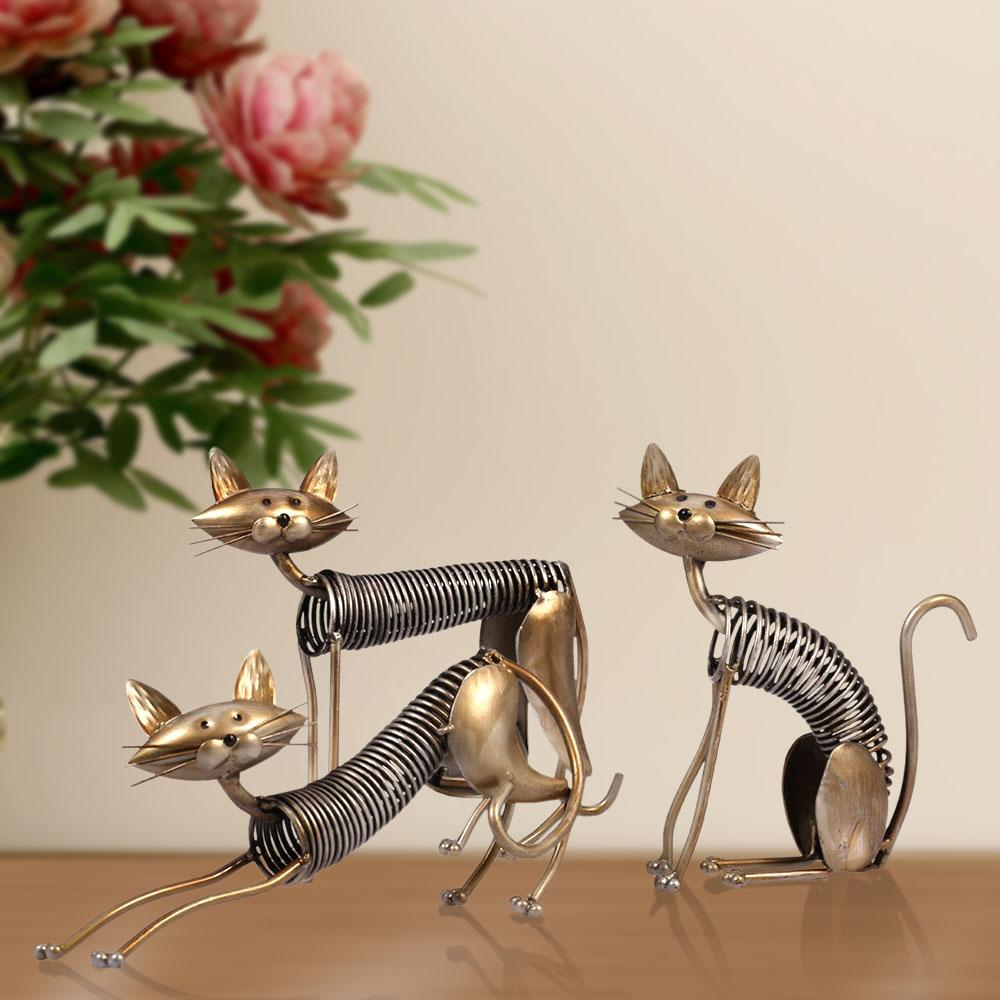 Tooarts Металлическое Железное Искусство Весенний Кот Современная Скульптура Рождественский Подарок Украшения