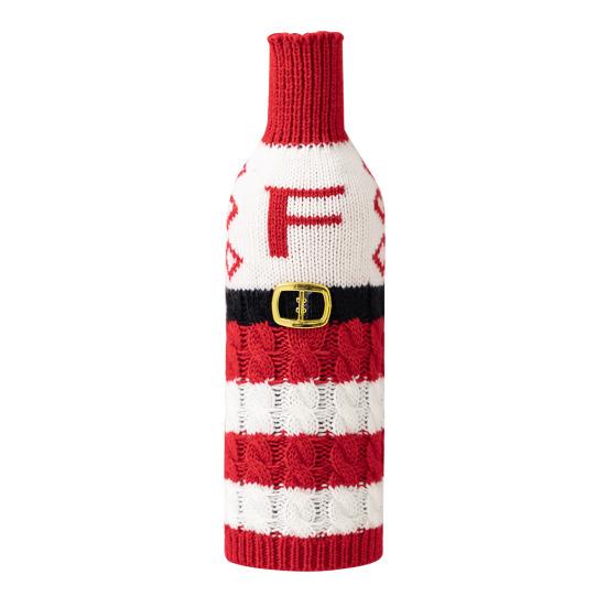 Рождественский чехол для бутылки вина, многоразовый вязаный чехол с буквами, праздничный декор стола