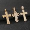 Hip-Hop Light Luxury Zircon Cross Necklace, Hipster Men'S Personality Full Of Diamond Titanium Steel Hollow Double Cross Pendant