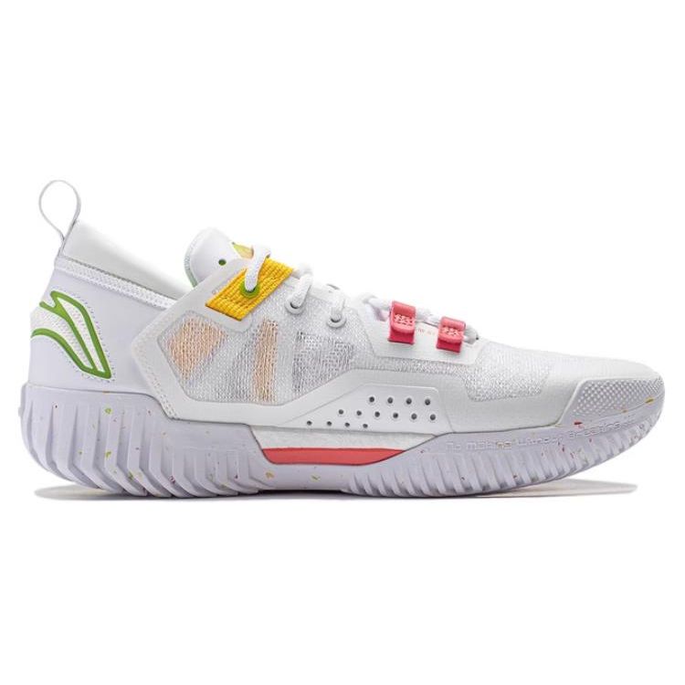 Li Ning Anti-5 Low Shock Absorption Wear-Resistant Low-Top Basketball Shoes Unisex Sneakers White Red Yellow ABFU005-4