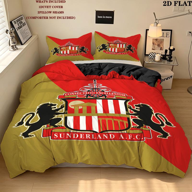 Sunderland Afc Pattern Bedding Quilt Set Quilt Cover Pillowcase Home Birthday Gift(1 * duvet cover + 2 * pillowcase, without core)
