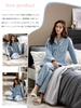 RENPAI Winter Long and Long Pants Solid Loose Women's Pajamas, Sleeves, Open-Front Loungewear, Set, Thick, Soft, Color, Warm, Fit, Cute, Autumn/Winter