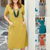 Ladies Summer Casual Solid Color Loose Casual Pocket Dress Women