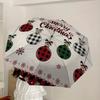 1pc Christmas Ornaments Plaid Decorative Mat Umbrella with Plastic Handle,Suitable for All Seasons Home Travel Outdoor UmbrellaDD244