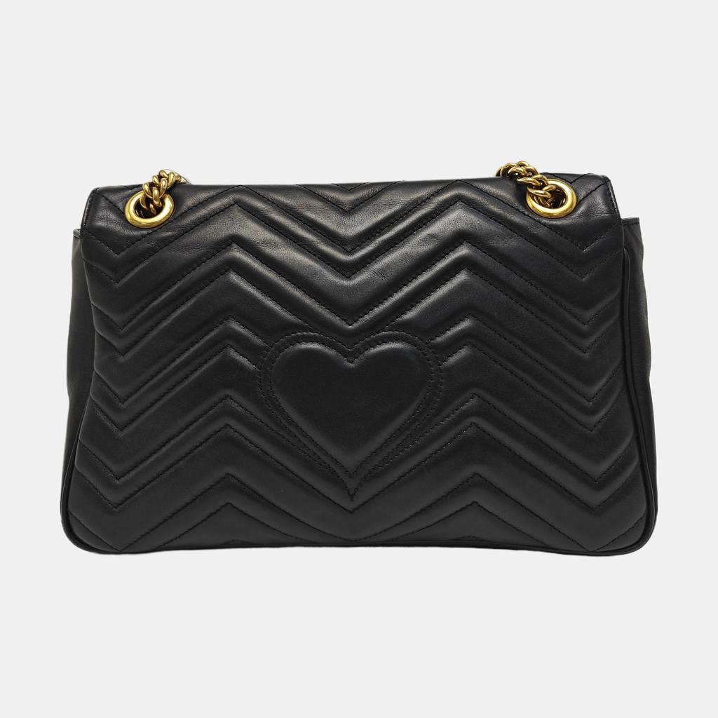 [Pre-Owned] GG Marmont Vintage Logo Chain Quilted Leather Crossbody Bag - Very Good #U0STXJ