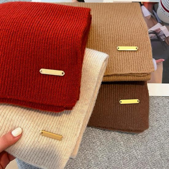 Women Scarf Solid Color Thickened Windproof Warm Versatile Scarf Daily Winter Outdoor Cycling Long Scarf