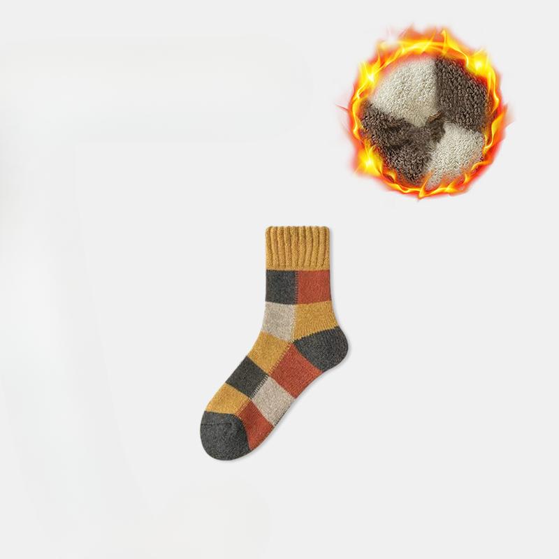 Мужские зимние носки до середины икры из чистого хлопка, утолщенные и с флисовой петлей, теплые