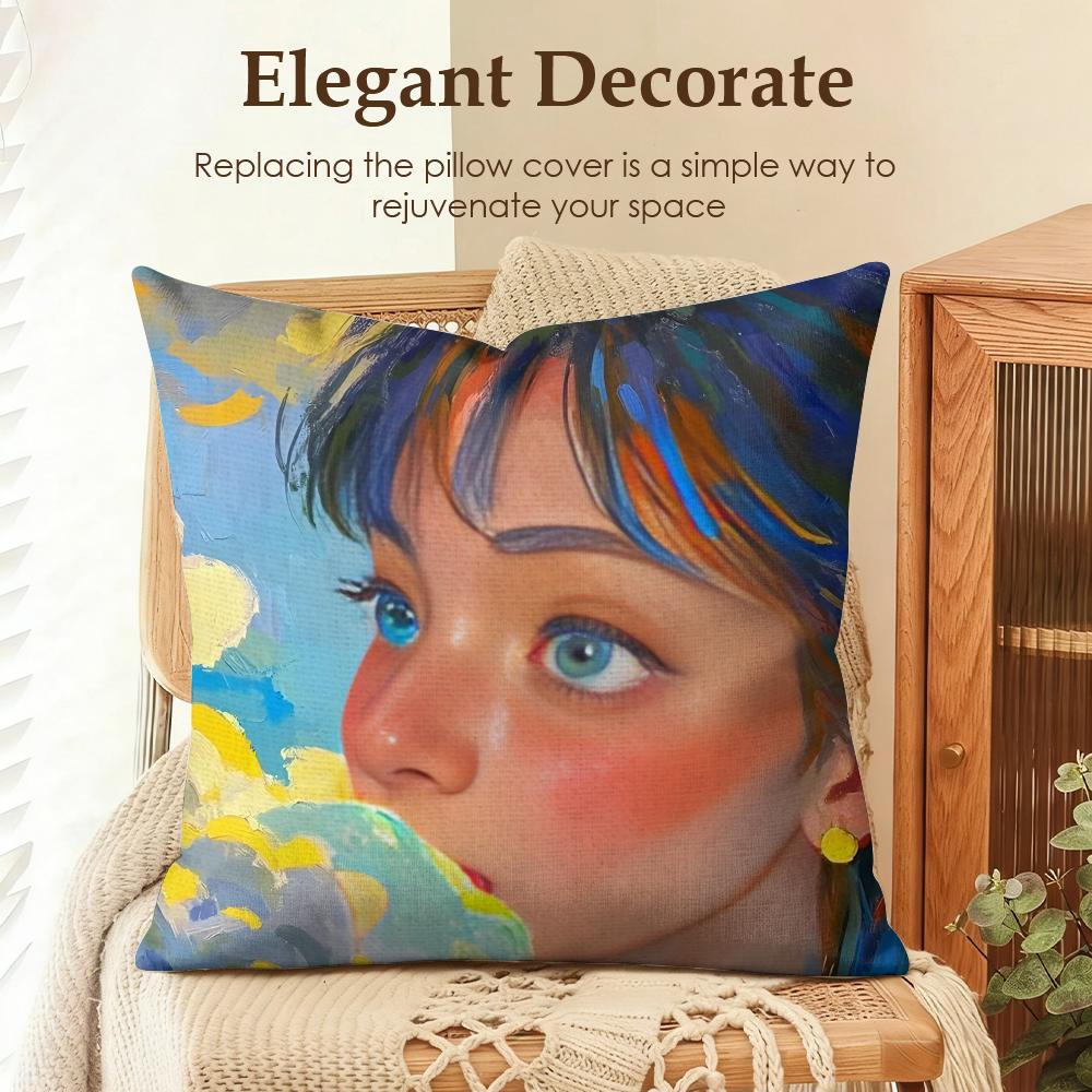 Handsome Fashion Pretty Cushion Cover Natural Linen Organic Fabric DoubleSided Printing Sofa Home Decor Gift Pillow Case