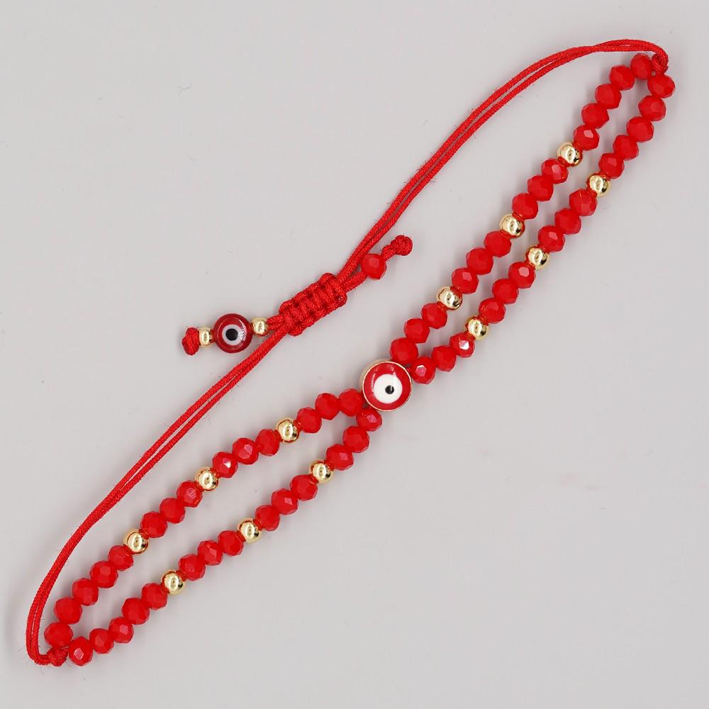 2025 Year of the Snake Lucky Red String Handmade Beaded Bracelet Set with Evil Eye for Couples