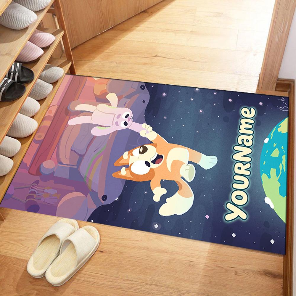Bluey 149 Personalized Text Area Rug Design for Foyer Balcony Playrooms Dormitory Anti-slip Rug Decorate Offices Birthday/Christmas Gift