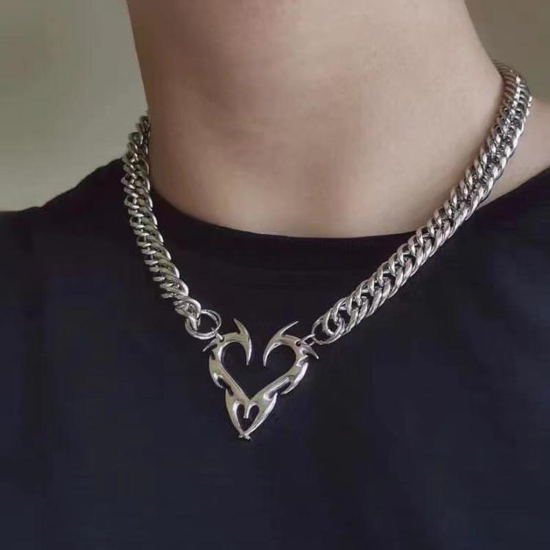 Fashionable Titanium Steel Totem Heart-Shaped Pendant Trendy Men Women Instagram Hip-Hop Accessories Party Jewelry Accessories