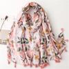 Four Seasons Vacation Sunscreen Scarf Bohemian Pink Flower Scarf Big Shawl Tourist Beach Scarf Women