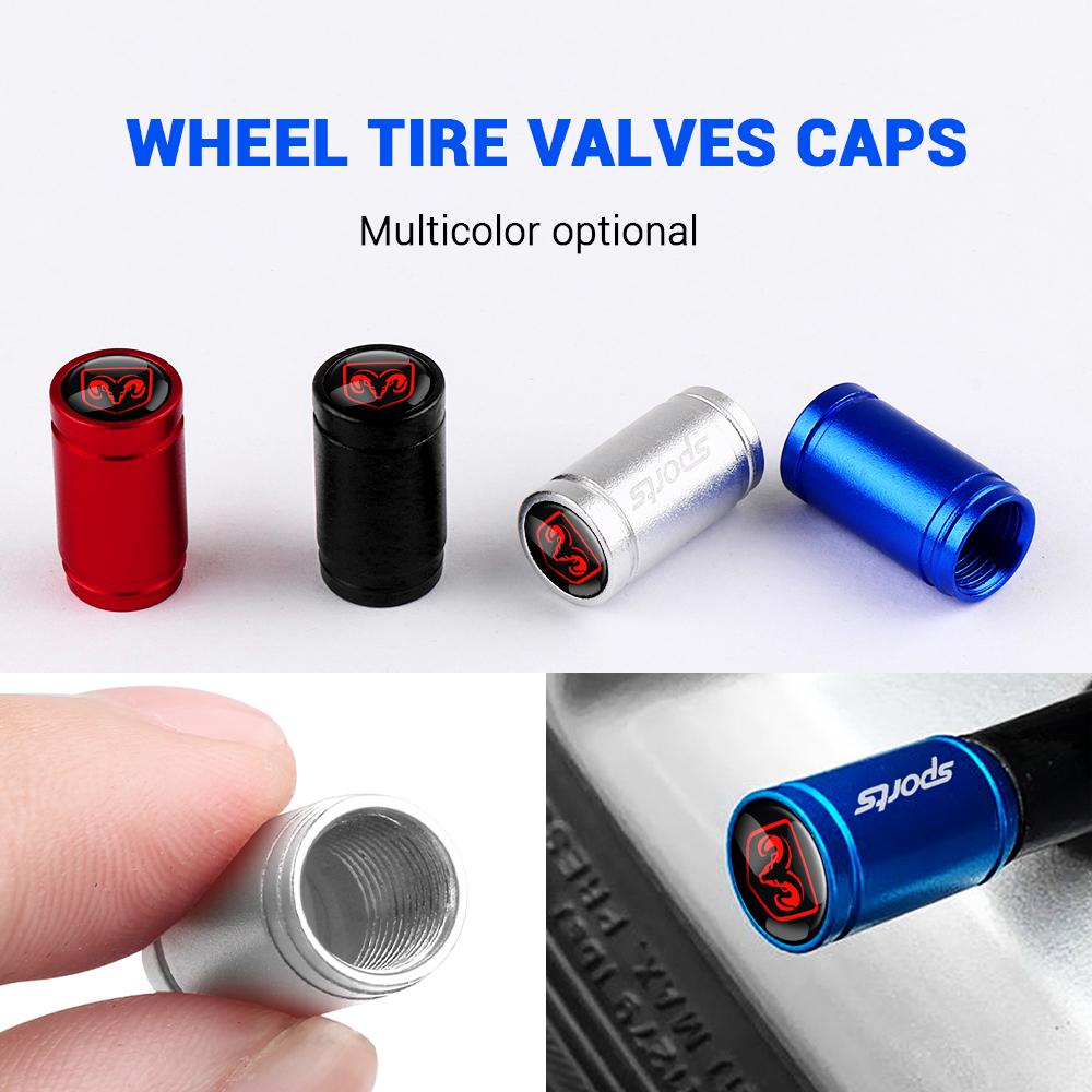 4Pcs Car Tire Valve Caps Tyre Air Stem Cover Decoration Accessories For Dodge Durango Caliber Dakota Neon SXT Nitro Ram Avenger CC8