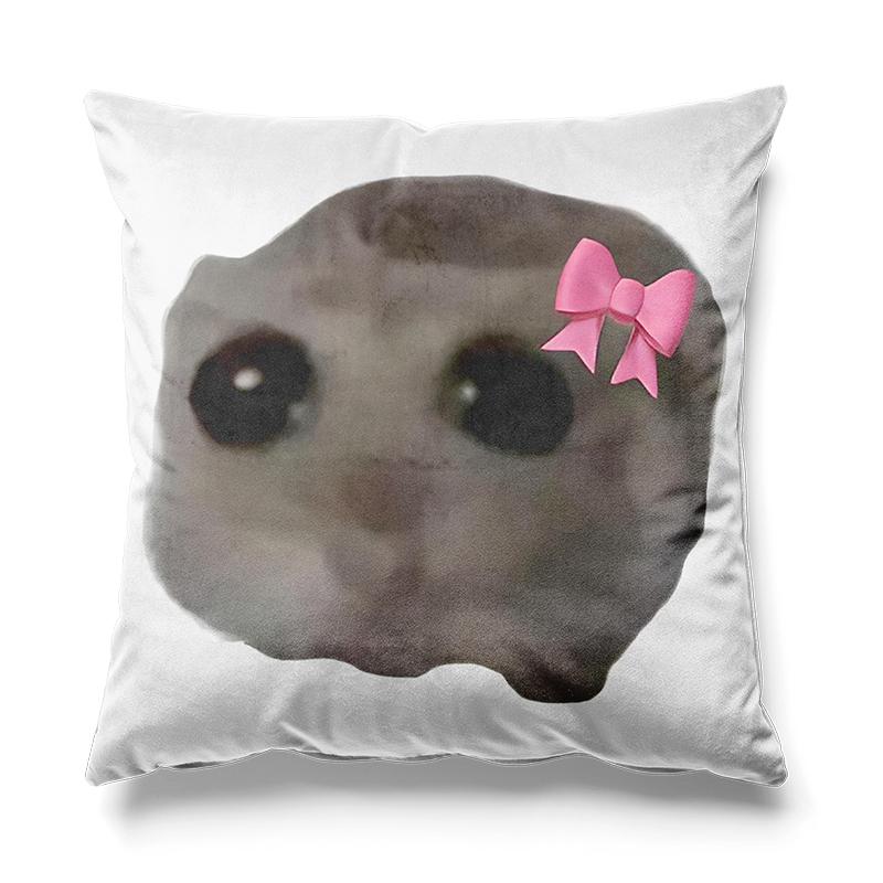 Aertemisi Sad Hamster Meme Hamster With Big Eyes Square Throw Pillow Cushion Covers Cases Pillowcases 45Cm X 45Cm