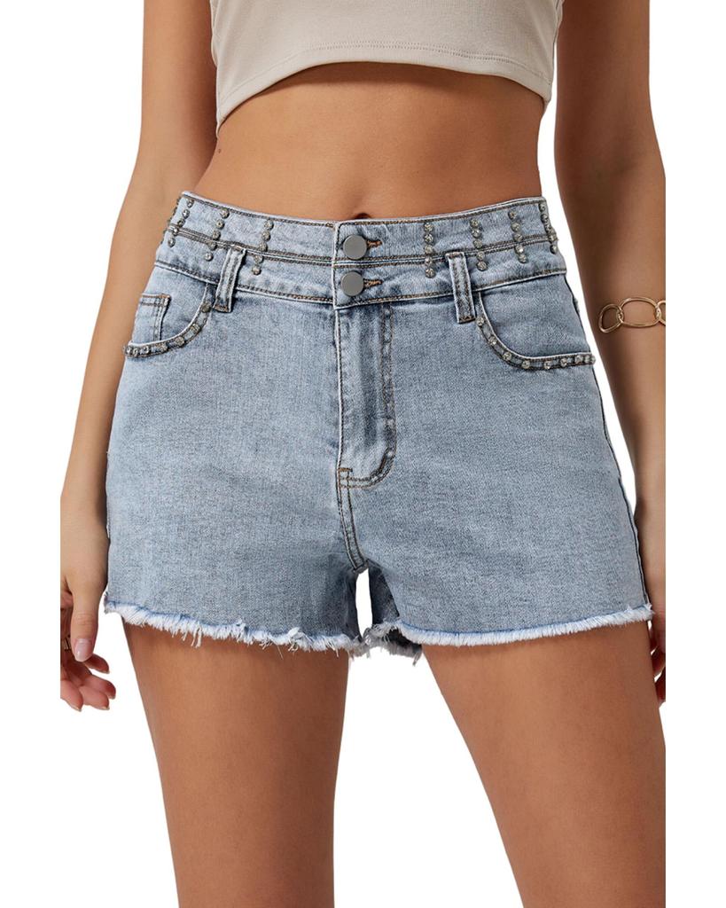 Azura Exchange Винтажные джинсовые шорты с эффектом потертости и бриллиантовыми заклепками