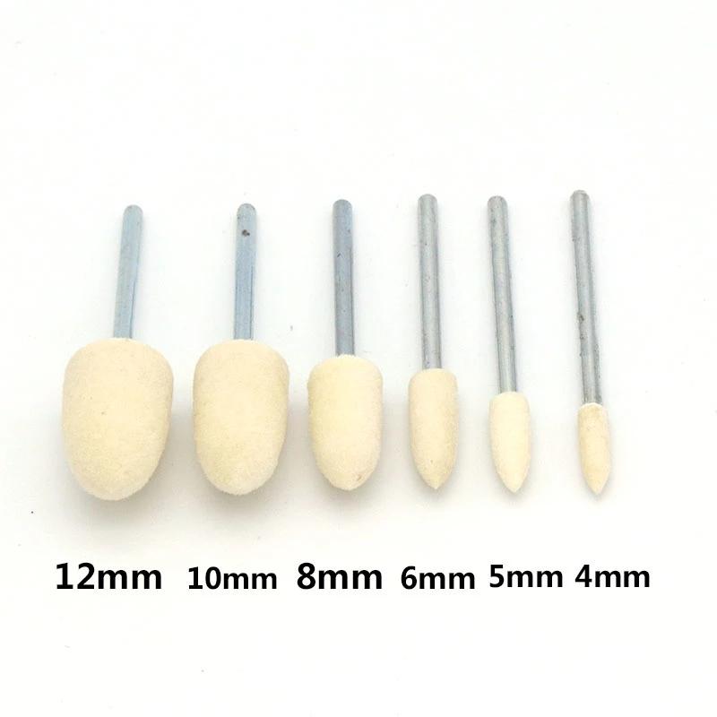 12pcs Wool Felt Mounted Polishing High Luminance- Buff Wheel Dremel Die Grinder Drill Rotary Tools Metal Surface Buffing Bits