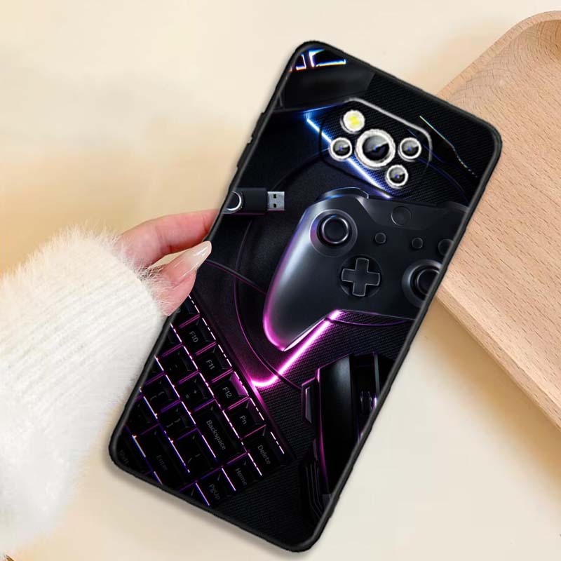 Креативный игровой контроллер Чехол для телефона Xiaomi Mi Poco F3 F4 F5 F6 X3 X4 X5 X6 X7 M3 M4 M5 M6 M7 GT Pro 5G Черный