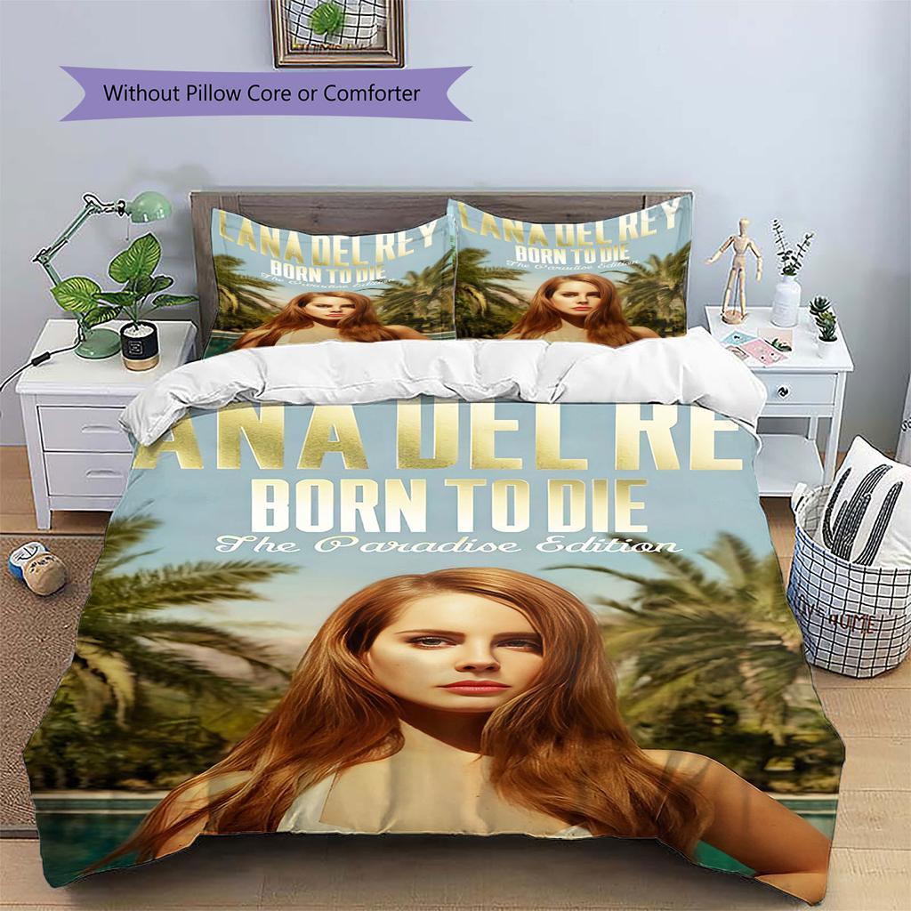 Lana Del Rey Pattern Bedding,Quilt Set Quilt Cover Pillowcase Home Birthday Gift(1 * duvet cover + 2 * pillowcase, without core)