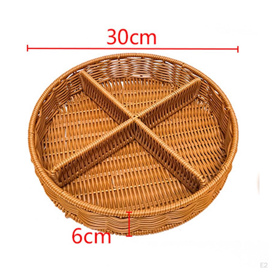 Корзины из искусственного ротанга, разделенная корзина, многофункциональная круглая тарелка для хранения фруктов ручной работы для