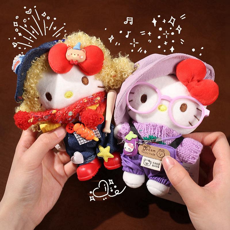 Плюшевые игрушки Hello Kitty 15 см Котенок Китти Мягкая подвеска Брелок Кавайные игрушки Коллекция Хобби Игрушки для Декора Очаровательные Подарки на День Рождения