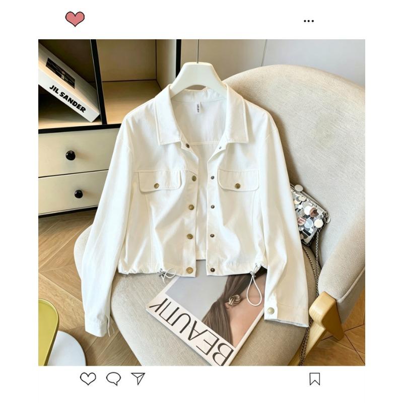 Women Long Sleeve Polo Collar Casual Jacket Slim Fit Plus Size Spring Autumn Coat