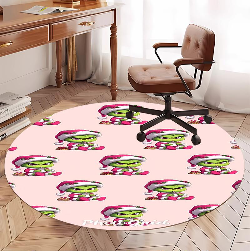 The Grinch Pattern Round Rug, Indoor/Outdoor Mat, for Picnic, Gameroom, Bedroom, Office, Living Room, Home Decor Carpet, Birthday Gift