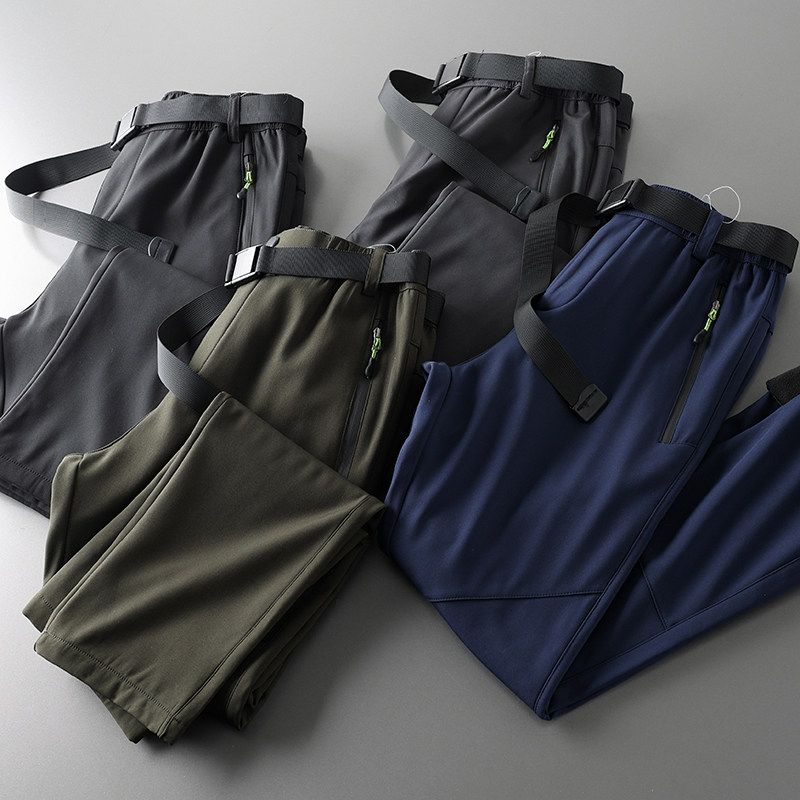 Label Cutting Factory Direct Sales Tactical Pants Men's Waterproof Soft Shell Fleece-lined Fall and Winter Outdoor Workout Pants Winter Casual Pants
