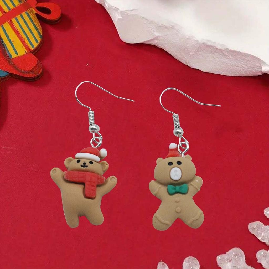 1 пара серег в виде плюшевых мишек, милые серьги, подходят для ношения на Рождество