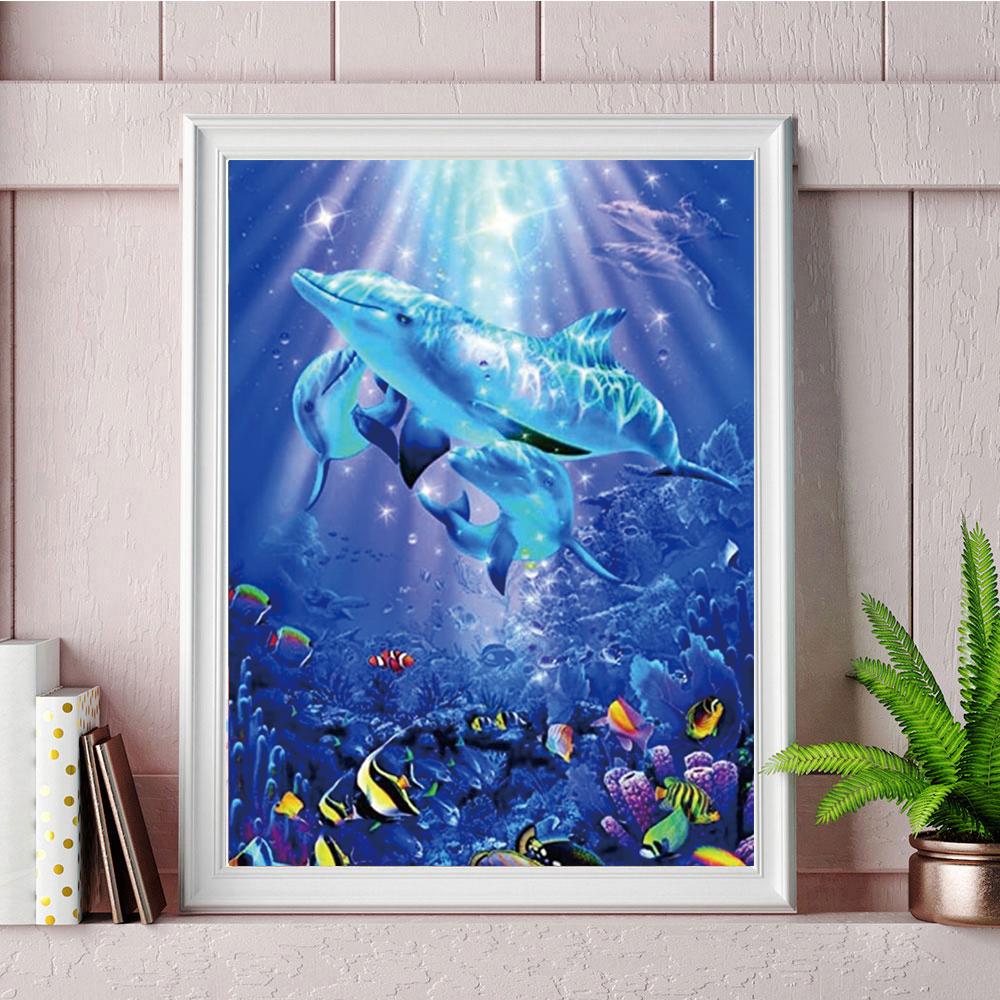Алмазная картина 5D Diy животное океан Дельфин вышивка крестиком полный комплект украшение дома украшение стены подарок на праздник