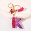 Glitter A-Z Shiny Sequin Letter Pendant Keychain Tassel Star Ball Charms Keyrings Women Bag Ornaments Car Trinket Accessories