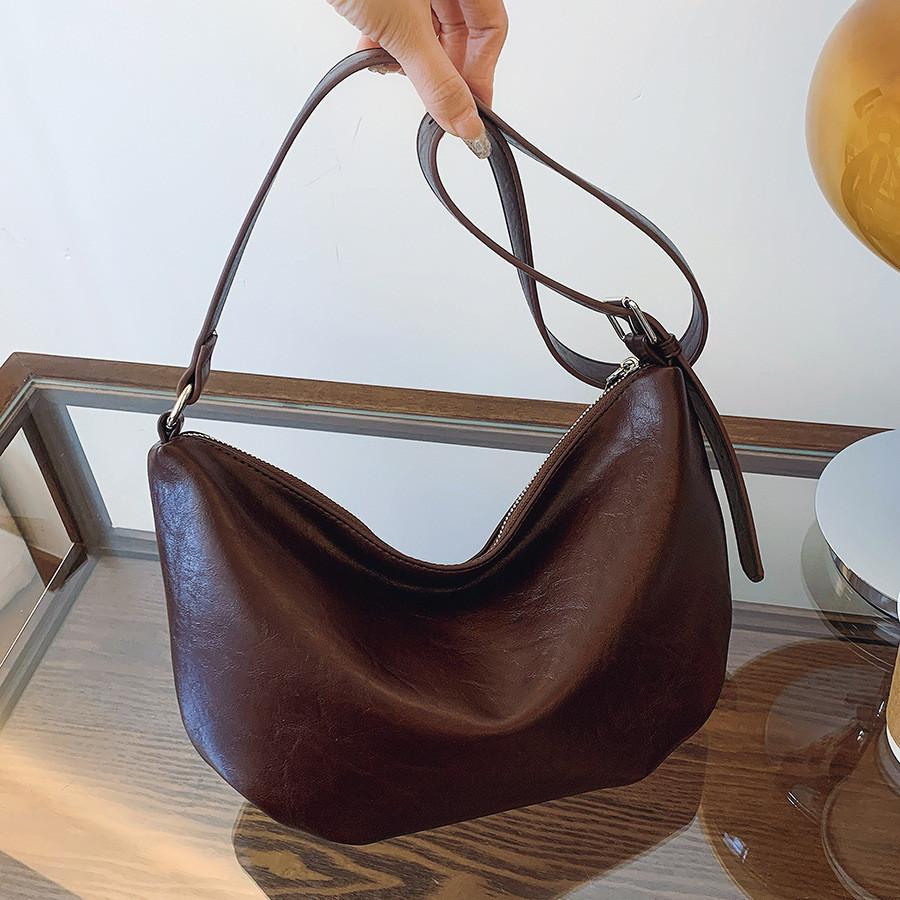 Womens Casual Pu Soft Leather Shoulder Bag With Inner Zipper Pocket For Daily Commuting