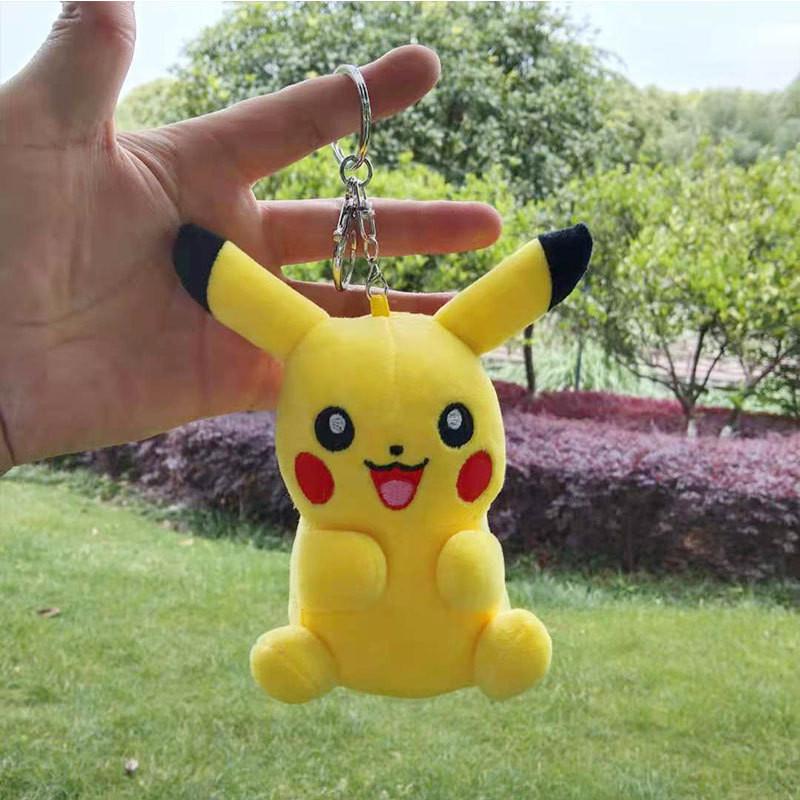 Endearing Plush Pikachu Backpack With Keychain Cartoon Character Toy Ideal Gifts For