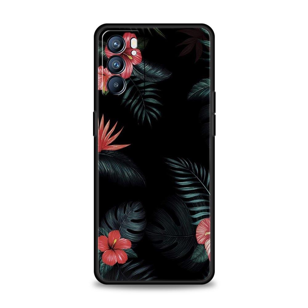 Винтажный чехол с цветком из банановых листьев для Oppo Reno8 Reno7 Reno6 Pro A54 5G Find X6 X5 A53 A52 A9 A15 A95 A17 A16 A76 A74 A57