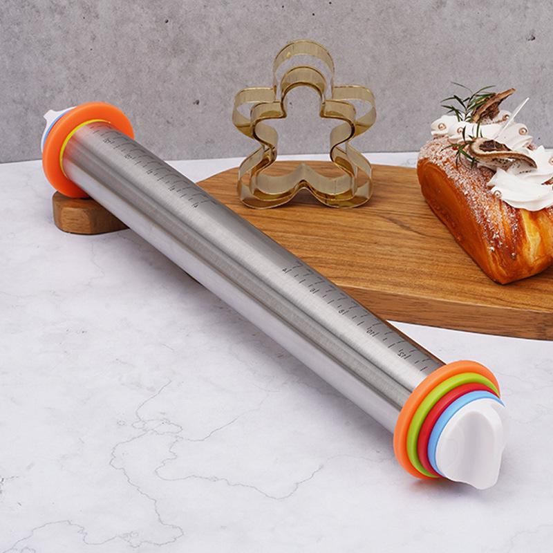 Регулируемая скалка из нержавеющей стали со шкалой для выпечки