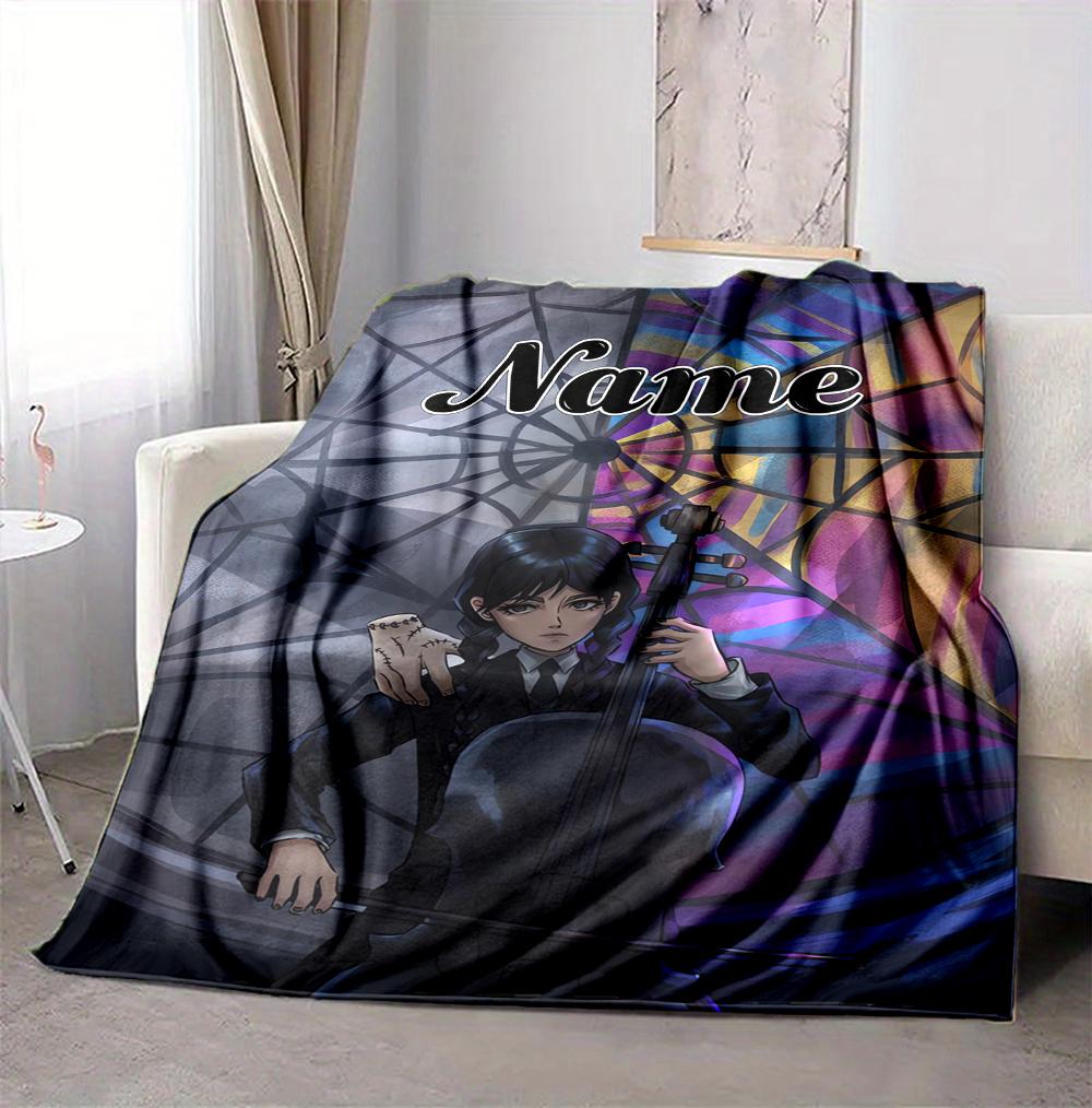 Custom Name Night Cello Flannel Blanket Throw Blanket Soft Warm Sofa Bed home Decor Unique Gift